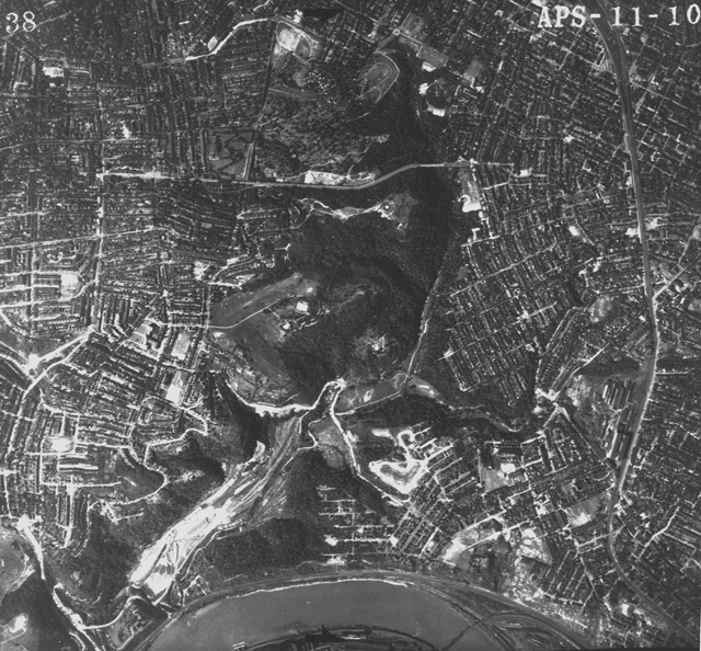 Aerial photograph of the Nine Mile Run valley, Pittsburgh, in 1938
